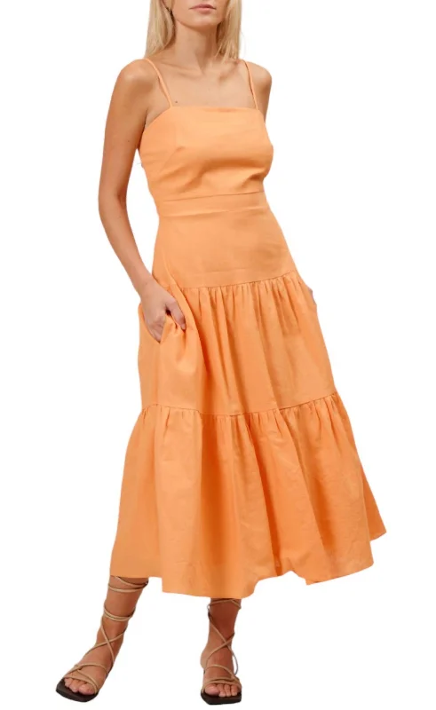 Jill Drop Waist Dress In Orange Designer unclassified dresses