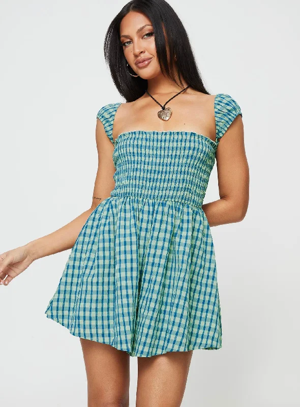 Lillis Romper Green Check Metallic unclassified dresses