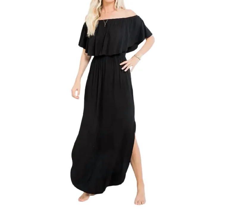 Marilyn Off Shoulder Dress In Black Luxury unclassified dresses