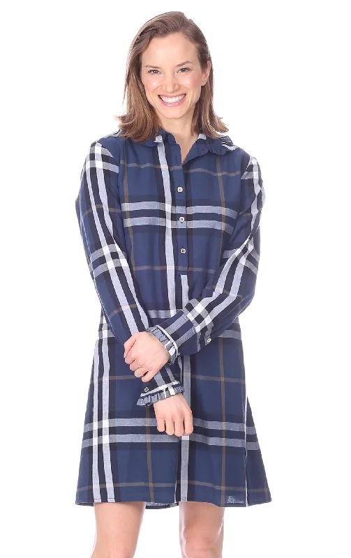 Rhett Ruffle Dress in Navy Plaid Women's unclassified dresses