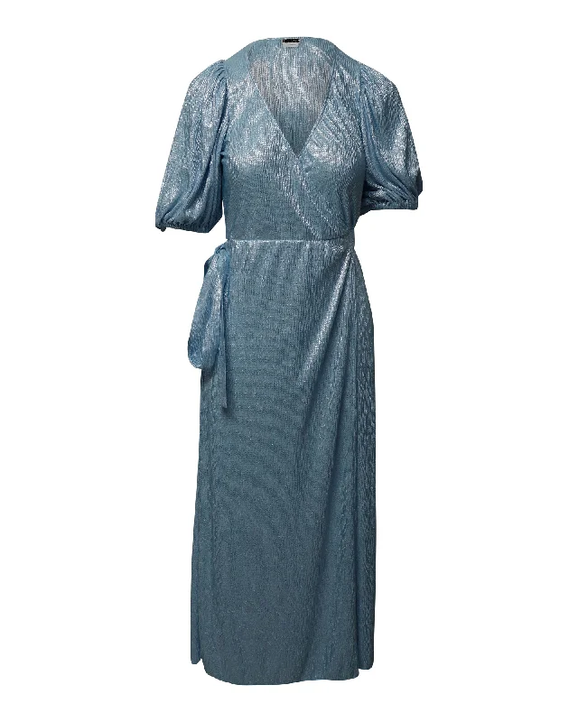 Rotate Birger Christensen Frida Wrap Dress in Blue Polyester Fashionable unclassified dresses